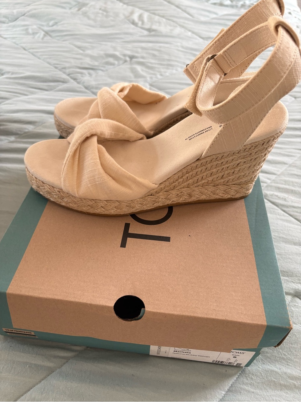 TOMS Women's cream Ankle-Strap Knot Front Sandals - Picture 3 of 3